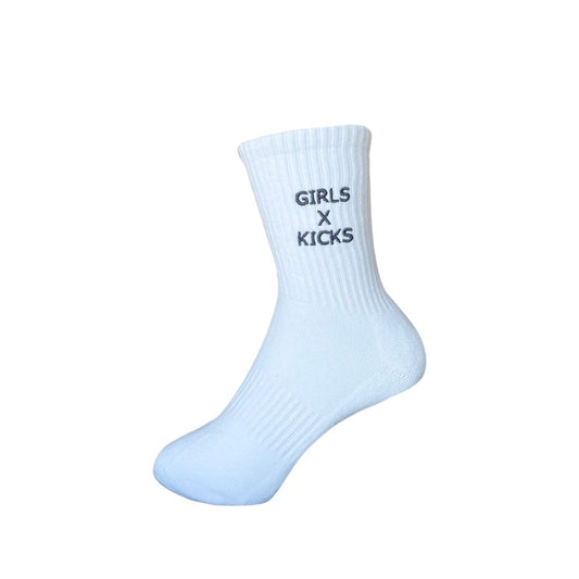 White Cotton crew length socks with Grey GXK embroidery